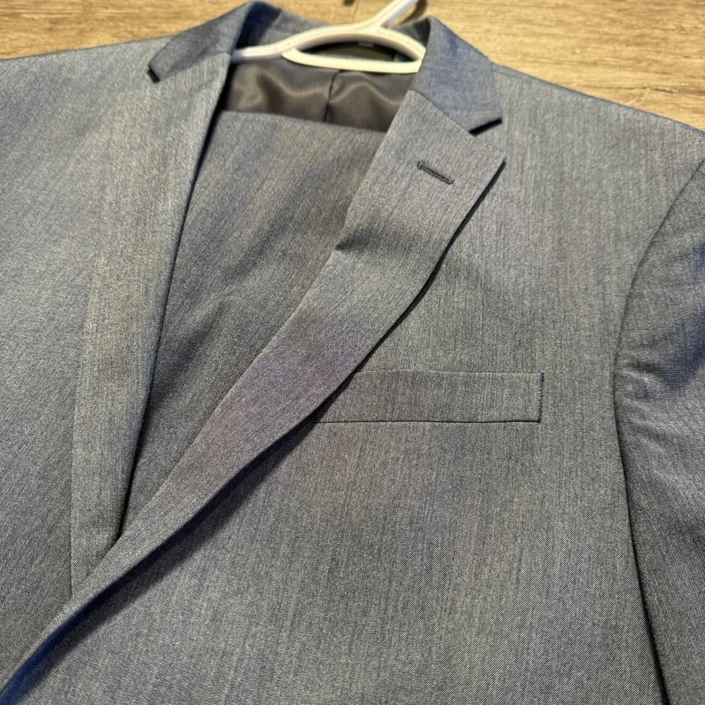 Kenneth Cole Reaction Suit Sport Coat Pants Mens‎ 42 L 35 W Blue Techni-Cole